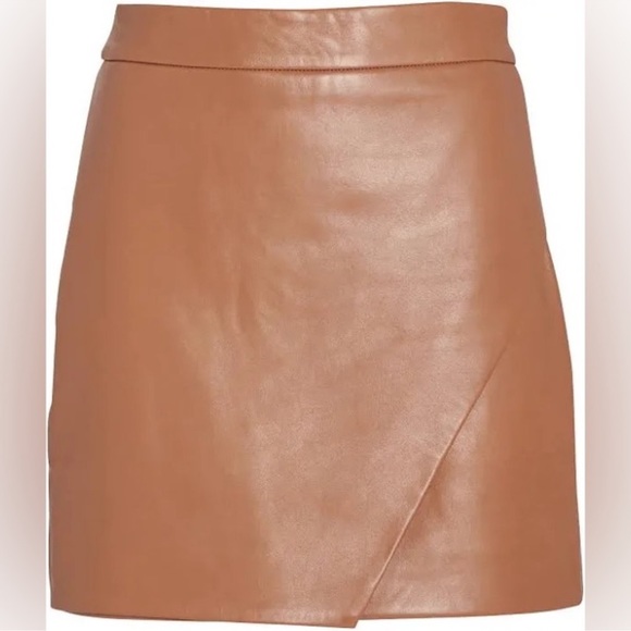 Michelle Mason Brown Leather Skirt (LIKE NEW) - Picture 2 of 10